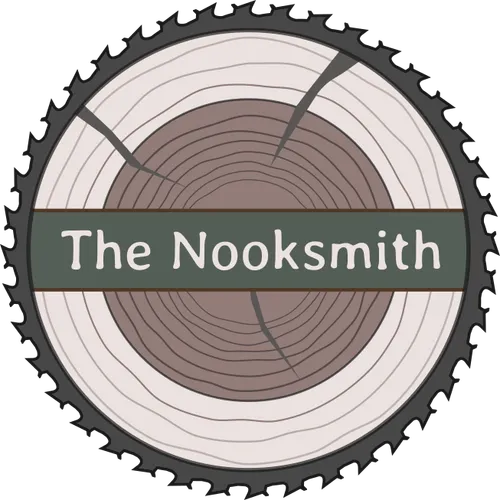 Logo for The Nooksmith, a Saw blade with tree rings inside of it 