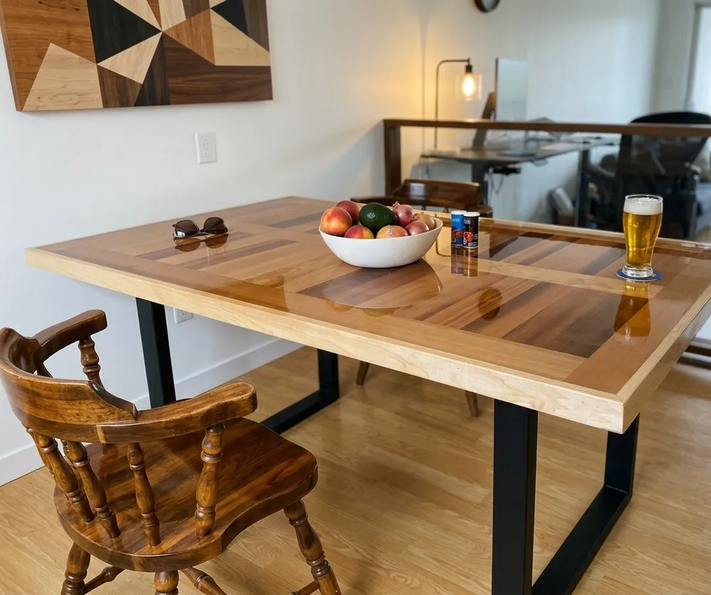 Photo of a Dining table made from clear cedar and maple