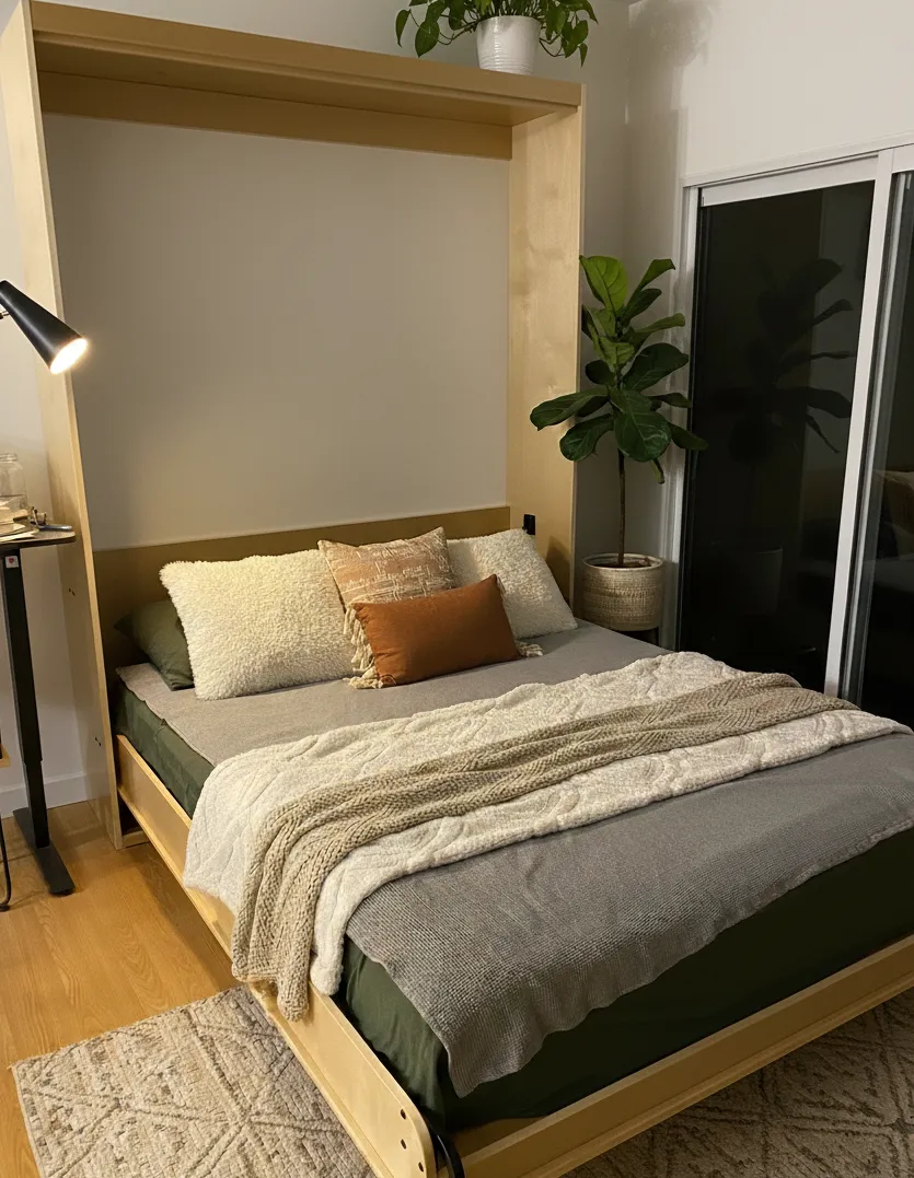 Photo of a Murphy bed made from birch plywood